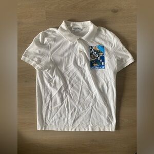 Lacoste Mens White Polo Shirt with Marseille Graphic Size L